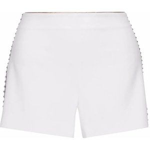 Alice + Olivia White Crepe Crystal Embellished Shorts, size 6